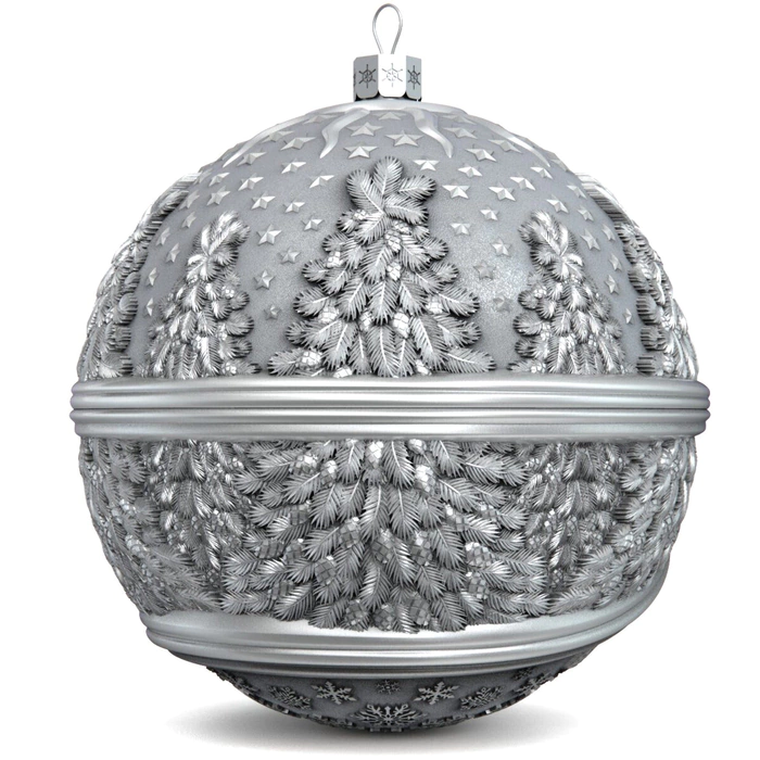 Set of 2 silver Christmas balls "Bells and a Winter fairy tale"